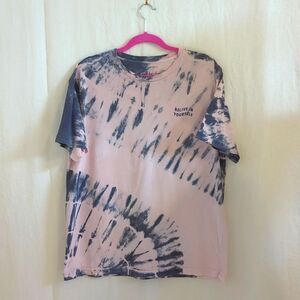 Denim &.Flower Ricky Singh Tie- dye Tee Shirt Gray and Pink Size XL